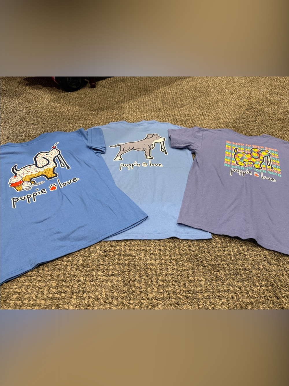 Puppie Love Kids Short Sleeve Tee - Light Blue Puppy Graphic